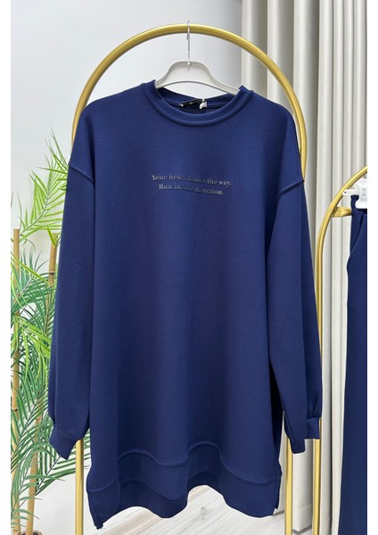 Ekrutex Yazı Baskı Detaylı Rahat Kalıp Kadın Ikili Tesettür Takım indirimleri