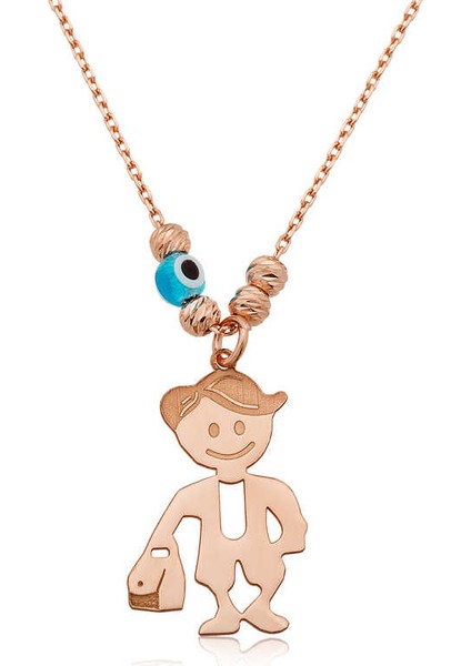 925 Ayar Gümüş Rose Erkek Çocuk Kolye T4118 (945945) fiyatları