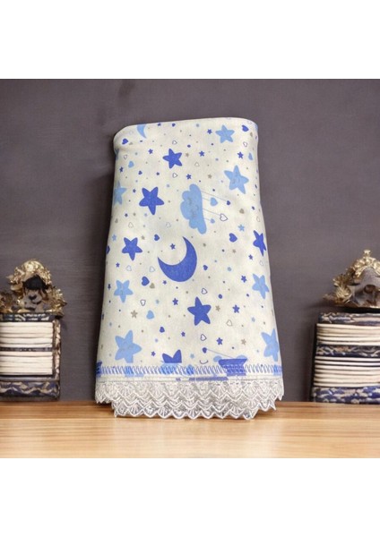 Yanpa Çift Katlı Kenarları Güpür Detaylı Kalın Penye Bebek Battaniyesi 100/100 Pamuklu