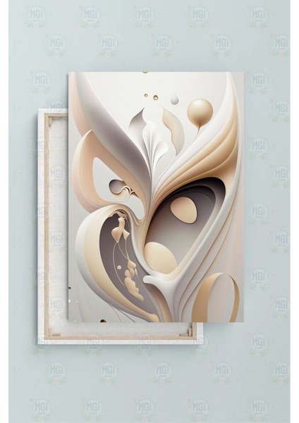 Minimalist Modern Soyut Kanvas Tablo Krem Bej Kahverengi Dalga Dekor Salon Duvarı fiyatları