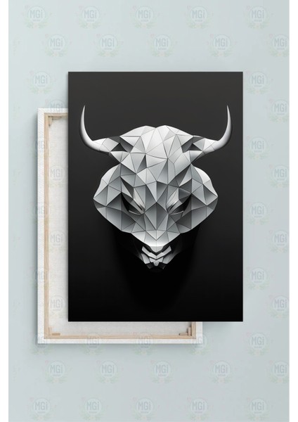 Minimalist Dekor Geometrik Boğa Başlı Kanvas Tablo Ofis Salon Erkek Odası fiyatları