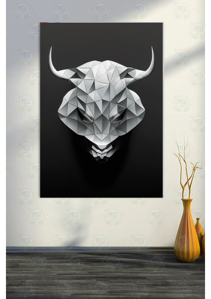 Minimalist Dekor Geometrik Boğa Başlı Kanvas Tablo Ofis Salon Erkek Odası fırsatları