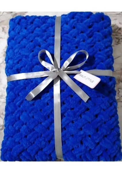 El Örgüsü Alize Puffy Bebek ve Tv Battaniyesi Koyu Mavi Hasır Desen