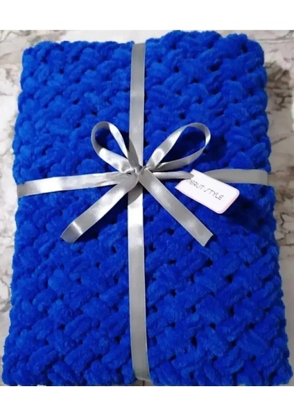 El Örgüsü Alize Puffy Bebek ve Tv Battaniyesi Koyu Mavi Hasır Desen