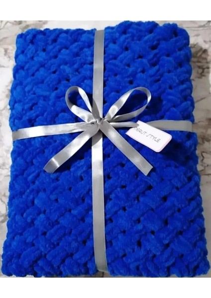 El Örgüsü Alize Puffy Bebek ve Tv Battaniyesi Koyu Mavi Hasır Desen