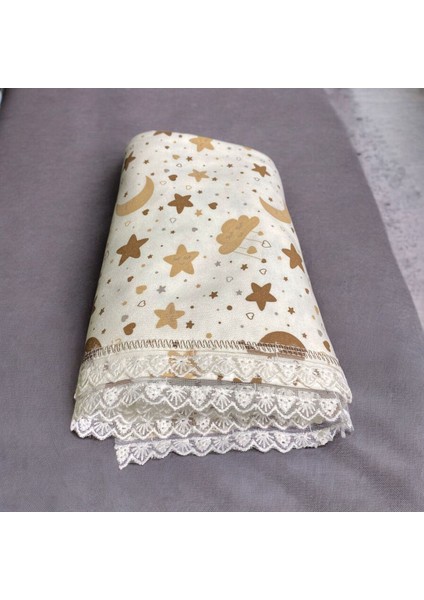 Yanpa Kalın Çift Katlı Kenarları Güpür Detaylı Penye Bebek Battaniyesi 100/100 Pamuklu