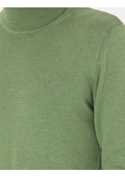 Erkek Koyu Yeşil Melanj Slim Fit Balıkçı Yaka Basic Triko Kazak 50276162-VR127