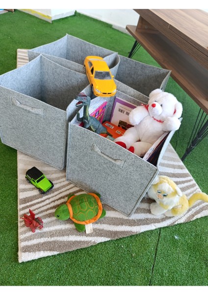 4 Lü Set 3mm Kalın Keçe Dolap Içi Düzenleyici Çocuk Oyuncak Kutusu Organizer