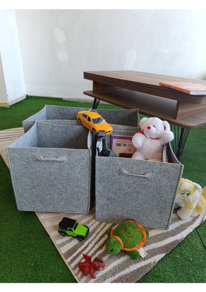 4 Lü Set 3mm Kalın Keçe Dolap Içi Düzenleyici Çocuk Oyuncak Kutusu Organizer