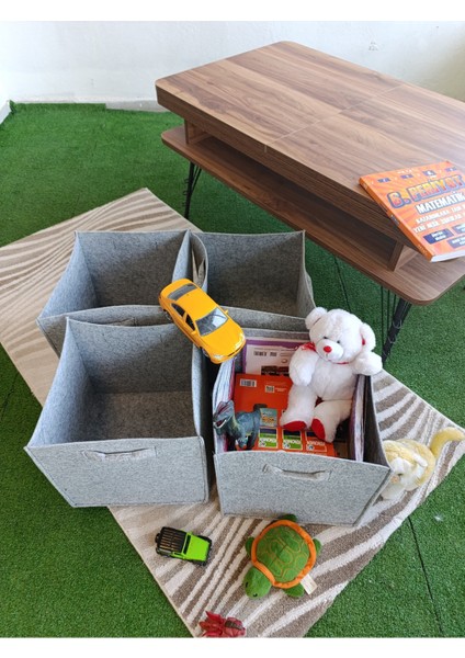 4 Lü Set 3mm Kalın Keçe Dolap Içi Düzenleyici Çocuk Oyuncak Kutusu Organizer