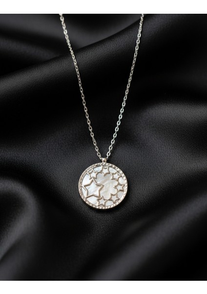 Taşlı Yıldızlı 925 Ayar Gümüş Kadın Kolye (Rodyum Kaplamalı) fiyatları