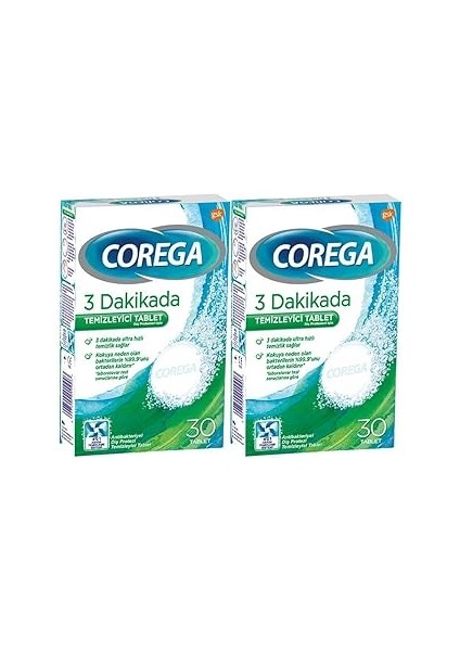 Corega Cleanser Bio Protez Temizleme Tableti 30'lu x 2 Adet