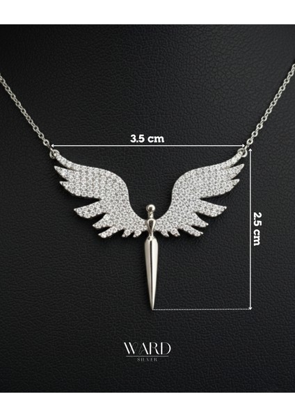 925 Ayar Gümüş Rodyum Kaplamalı Kuş Figürlü Zirkon Taşlı Kadın Kolye (Rodyum Kaplamalı)