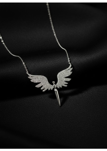 925 Ayar Gümüş Rodyum Kaplamalı Kuş Figürlü Zirkon Taşlı Kadın Kolye (Rodyum Kaplamalı) modelleri