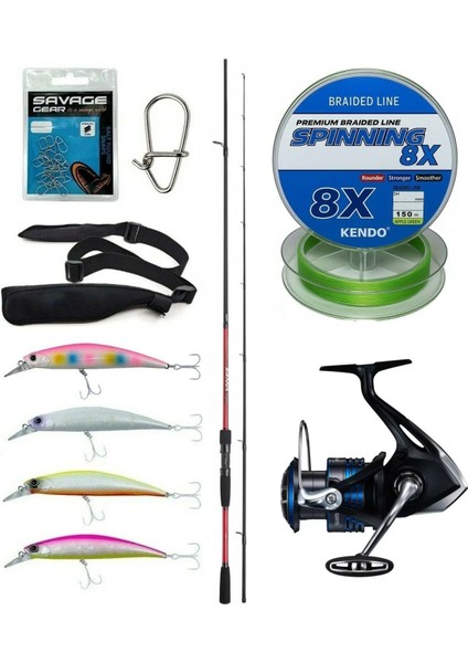 Spin Olta Seti Shimano Kamış Sienna Spinning Eva 2,69M 20-50G 2pc&shimano Makina Nexave 4000 Fı