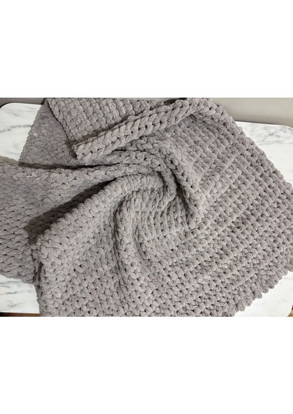 El Örgüsü Puffy Taş Rengi Burgu Desen Bebek ve Tv Battaniyesi modelleri