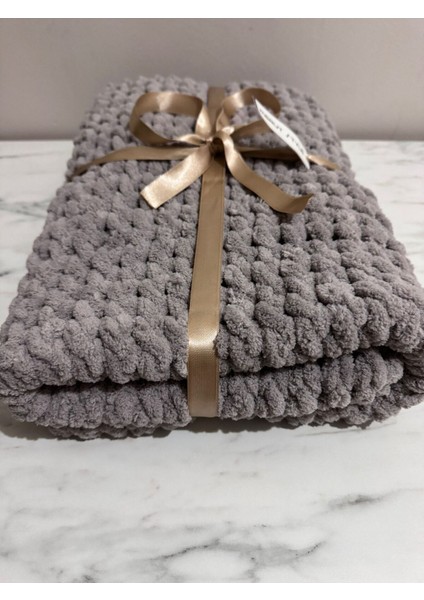 El Örgüsü Puffy Taş Rengi Burgu Desen Bebek ve Tv Battaniyesi