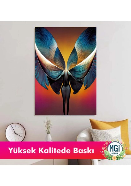 Soyut Sanat Mavi Kanatlı Kadın Figür Kanvas Tablo Yatak Odası Duvar Dekoru fiyatları