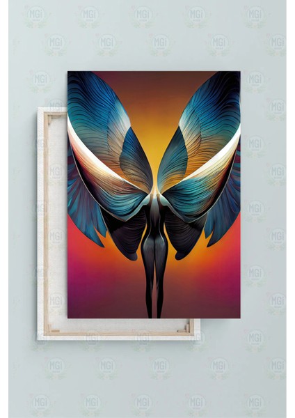 Soyut Sanat Mavi Kanatlı Kadın Figür Kanvas Tablo Yatak Odası Duvar Dekoru fırsatları