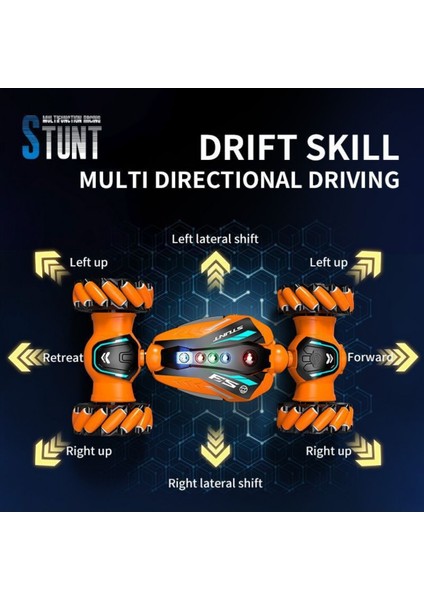 Uzaktan Kumandalı Full Fonksiyon Şarjlı Müzikli Pençe El Sensörlü Akrobat Dublör Stunt Rc Araba 35CM