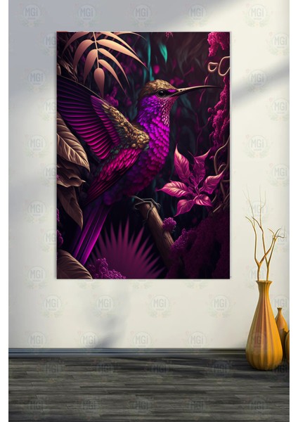 Canlı Renkler Mor Kolibri Kuş Kanvas Tablo Bohem Dekorasyon Yatak Odası fiyatları