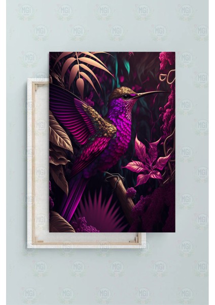 Canlı Renkler Mor Kolibri Kuş Kanvas Tablo Bohem Dekorasyon Yatak Odası modelleri