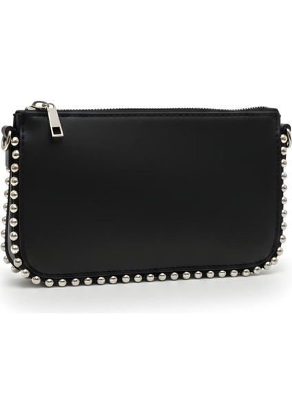 Gümüş Zımba Detaylı Zincirli Siyah Omuz Çantası fiyatları