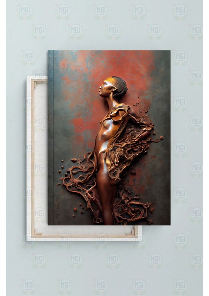 Duygusal Soyut Kadın Heykeli Kanvas Tablo Bakır Pas Tonları Sanatsal Duvar Dekoru fiyatları