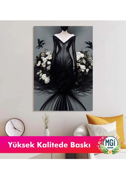 Siyah Beyaz Gelinlikli Kadın Figür Kanvas Tablo Lüks Salon Yatak Odası modelleri