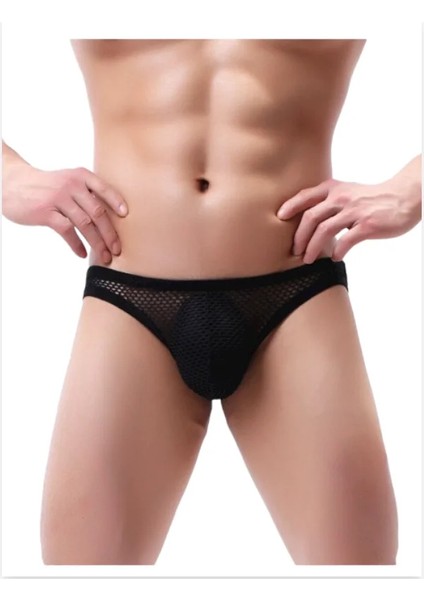 Fantezi Arkası Açık Seksi File Erkek Kilot ( Pedsiz )