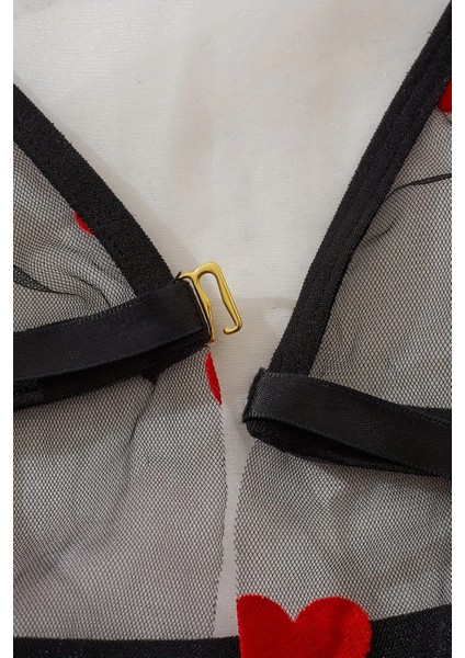 Kalp Desenli Siyah Transparan Gecelik BRF1378 modelleri