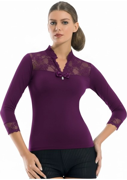 Geniş Dantelli Patlı Uzun Kollu Elestan Bluz 2176 modelleri