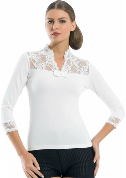 Geniş Dantelli Patlı Uzun Kollu Elestan Bluz 2176 fırsatları