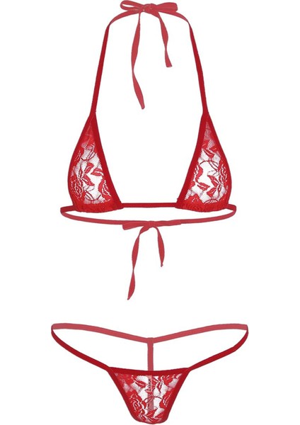Büyük Beden Kadın Fantezi Kırmızı Sütyen String Takımı modelleri