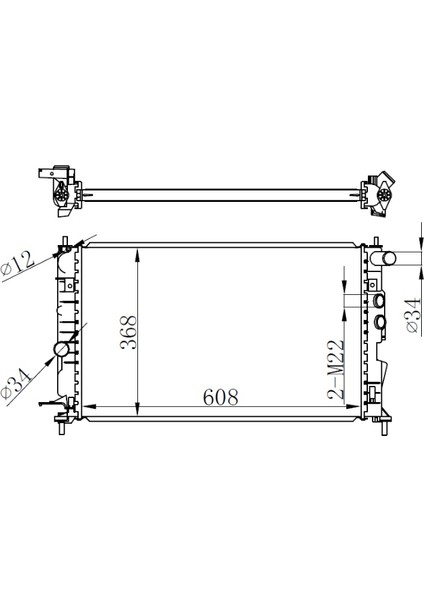 3190022 Motor Su Radyatör Vectra B Ac Klimasız Mek Brazing 608X358X26 1300159-1300180-1300185