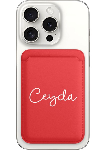 iPhone 11 12 13 14 15 16 17 Pro Max Air Kılıf Magsafe Kartlık Kişiye Özel Isim Yazılı Kırmızı - Donuts