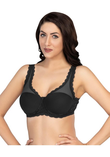 Siyah Mı Emay 172 B Pedli Dantelli Balenli Minimazer Sütyen