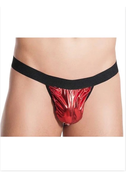 Fantezi Kırmızı Lame Seksi Erkek String - Tanga