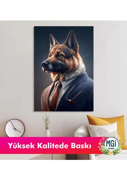 Takım Elbiseli Alman Kurdu Portre Kanvas Tablo Ofis Bar Genç Odası modelleri