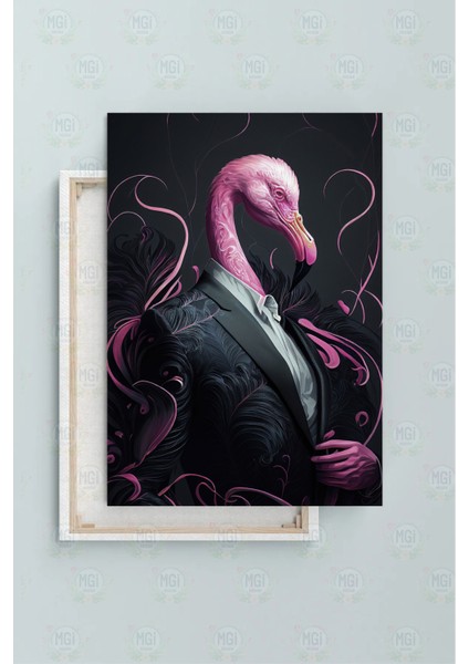 Sıra Dışı Sanat Takım Elbiseli Pembe Flamingo Kanvas Tablo Ofis Bar Genç Odası fiyatları