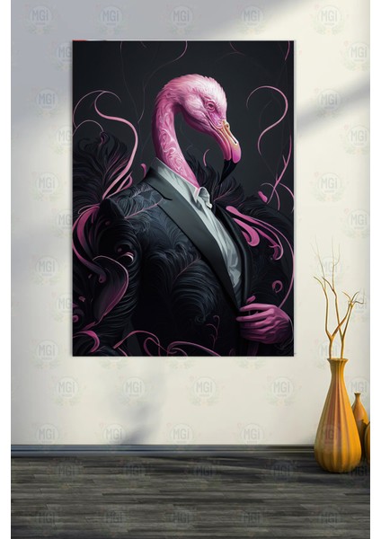 Sıra Dışı Sanat Takım Elbiseli Pembe Flamingo Kanvas Tablo Ofis Bar Genç Odası modelleri