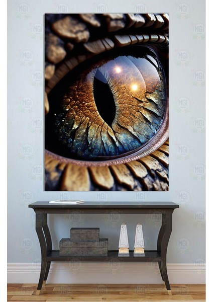 Fantastik Yırtıcı Hayvan Gözü Kanvas Tablo Yakın Çekim Ejderha/yılan Gözü Duvar Dekoru