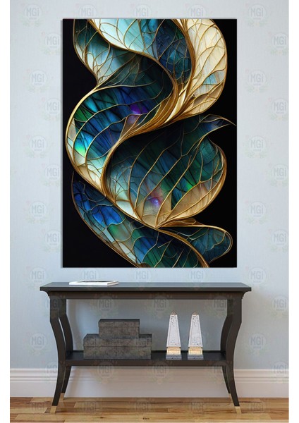Lüks Soyut Altın Damarlı Cam Mozaik Kanvas Tablo Salon Duvar Sanatı
