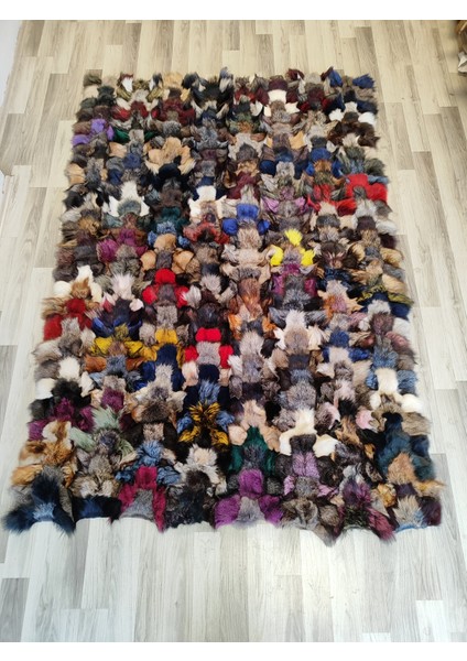 Karışık Renkli Doğal Kürk Halı