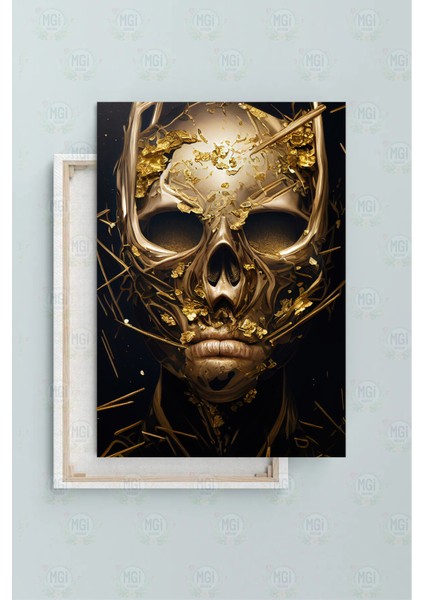 Lüks Gotik Sanat Altın Parçalı Kurukafa Kanvas Tablo Erkek Odası Salon Dekorasyonu fiyatları