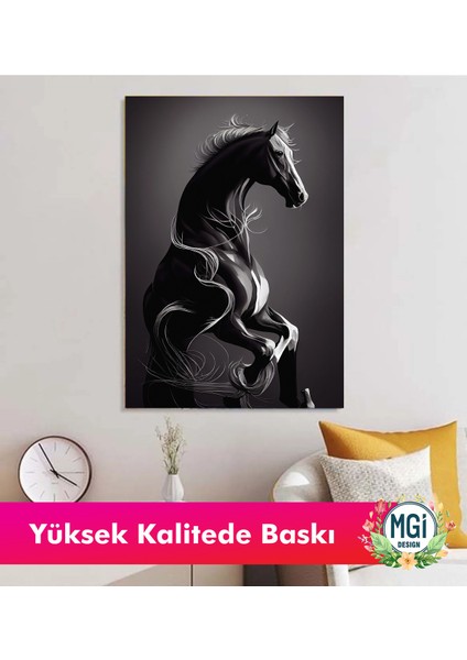 Büyük Boy Siyah Beyaz Asil At Kanvas Tablo Oturma Odası Modern Dekorasyon fiyatları