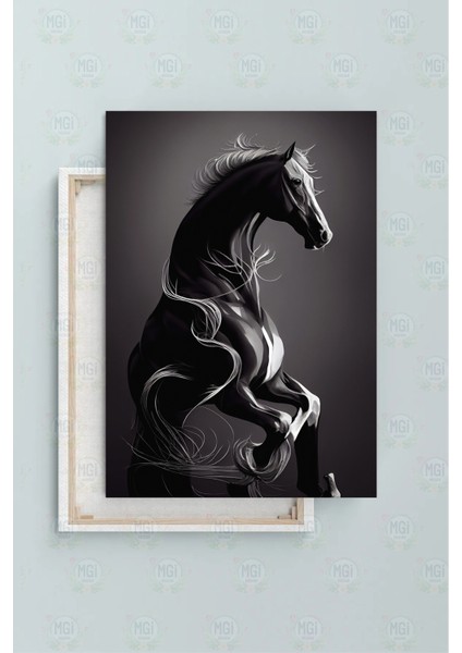 Büyük Boy Siyah Beyaz Asil At Kanvas Tablo Oturma Odası Modern Dekorasyon modelleri