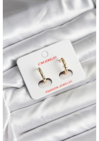 14K Gold Renk Kaplama Zirkon Taşlı Halka Model cm Kadın Küpe - TJ-BKP11418