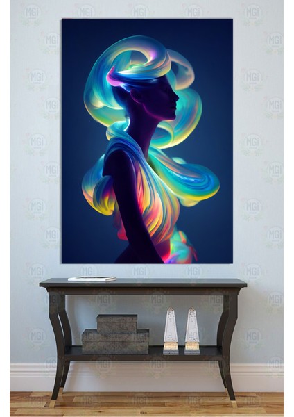Modern Soyut Sanat Neon Işıklı Figür Kanvas Tablo Giriş Salon Duvar Dekoru