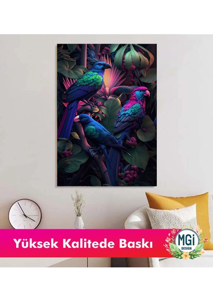 Canlı Renkli Tropikal Kuşlar Kanvas Tablo Pembe Mavi Yeşil Papağan Dekor Salon Ofis Duvarı modelleri